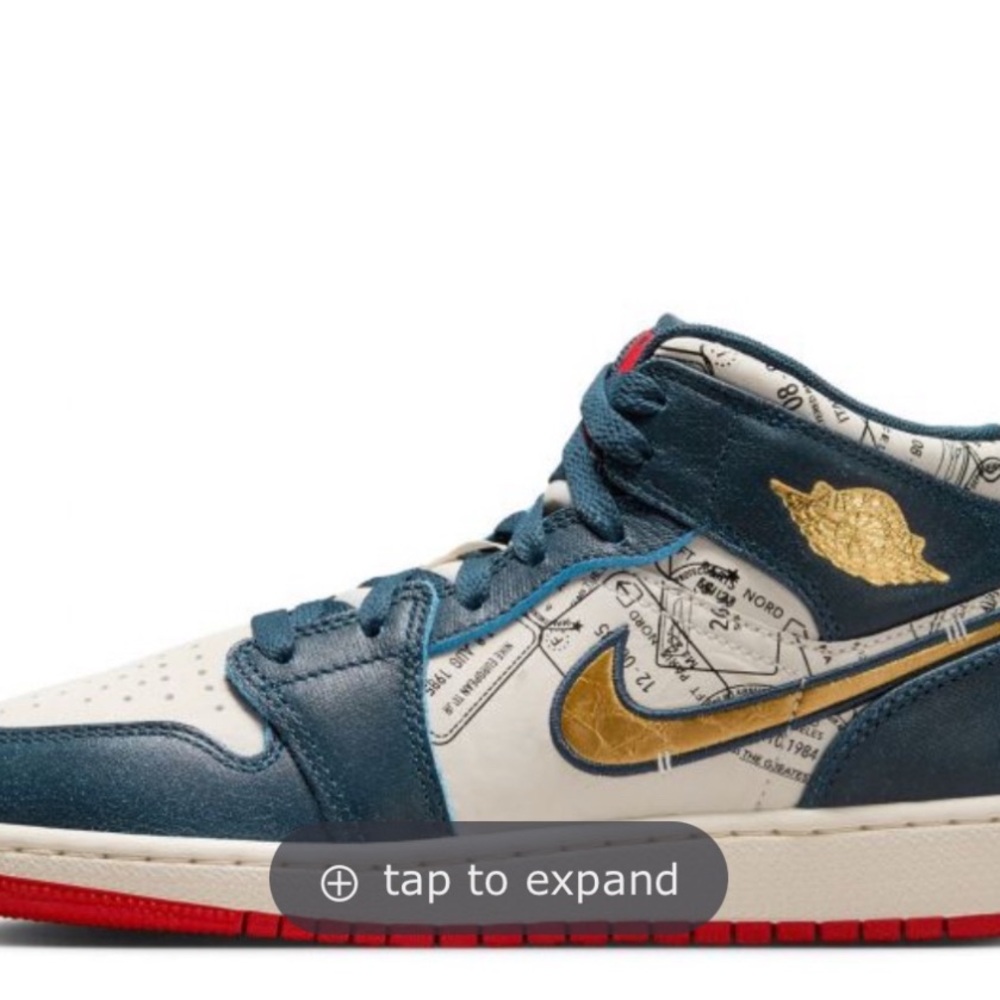 Nike Air Jordan 1 Mids Kids Sneakers - Navy and Gold